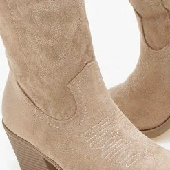 Νέος 🧨 The Fashion Project Μπότες Cowboy μυτερές - Τάουπε 🛒 -Sneakers Κατάστημα mpotes cowboy muteres 109377 ytk0