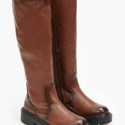 Προώθηση 🛒 The Fashion Project Μπότες με λάστιχο στα πλάι - Καφέ ❤️ -Sneakers Κατάστημα mpotes flat me elastiko tmima 109446 li6m