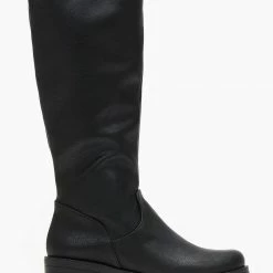 Κουπόνι 🛒 The Fashion Project Μπότες φλατ σε στρογγυλή γραμμή - Μαύρο 👍