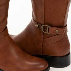 Καλύτερη πώληση ❤️ The Fashion Project Μπότες ιππασίας με ζωνάκι και λάστιχο - Ταμπά 😉 -Sneakers Κατάστημα mpotes ippasias me zwnaki kai lastixo 97549 g9oa