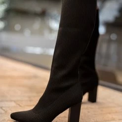Συμφωνίες 👍 The Fashion Project Μπότες κάλτσα με τακούνι - Μαύρο 👏