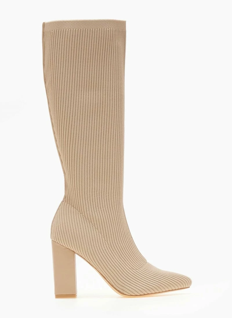 ΧΟΝΔΡΙΚΟ ΕΜΠΟΡΙΟ 🌟 The Fashion Project Μπότες κάλτσα με τακούνι - Μπεζ 🔥 4 ΧΟΝΔΡΙΚΟ ΕΜΠΟΡΙΟ 🌟 The Fashion Project Μπότες κάλτσα με τακούνι - Μπεζ 🔥 - Image 2
