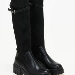 Ολοκαίνουργιο 🤩 The Fashion Project Μπότες κάλτσα με ζωνάκι - Μαύρο 💯 -Sneakers Κατάστημα mpotes kaltsa me zwnaki 106653 3fbw