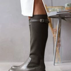 Προϋπολογισμός ❤️ The Fashion Project Μπότες κάλτσα με ζωνάκι - Λαδί 🎉