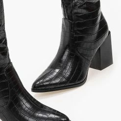 Το φθηνότερο 🛒 The Fashion Project Μπότες κροκό με τετράγωνο τακούνι - Μαύρο 👏 -Sneakers Κατάστημα mpotes kroko me tetragwno takouni 99261 6ljb