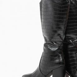 Το φθηνότερο 🛒 The Fashion Project Μπότες κροκό με τετράγωνο τακούνι - Μαύρο 👏 -Sneakers Κατάστημα mpotes kroko me tetragwno takouni 99261 hid3