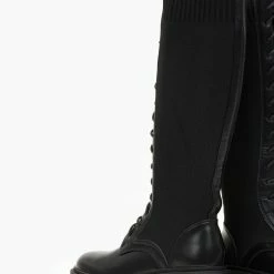 Τοπ 10 🔔 The Fashion Project Μπότες κάλτσα με κορδόνια - Μαύρο ⌛ -Sneakers Κατάστημα mpotes me elastiki gampa 105820 ky3l