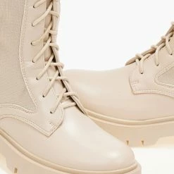 Καλύτερη πώληση 🔔 The Fashion Project Μπότες κάλτσα με κορδόνια - Μπεζ 🎉 -Sneakers Κατάστημα mpotes me elastiki gampa 105821 ux9i