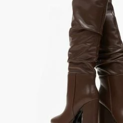 Best Pirce ⌛ The Fashion Project Μπότες με φιάπα και χοντρό τακούνι - Καφέ ⭐ -Sneakers Κατάστημα mpotes me fiapa kai xontro takouni 108882 ijkg