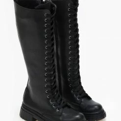 Προϋπολογισμός 👍 The Fashion Project Μπότες Chunky με κορδόνια - Μαύρο ✔️