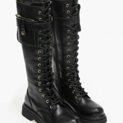 Φτηνός ⌛ The Fashion Project Μπότες με κορδόνια και πορτοφολάκι - Μαύρο 😀 -Sneakers Κατάστημα mpotes me kordonia kai portofolaki 95806 6bih