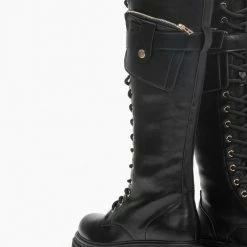 Φτηνός ⌛ The Fashion Project Μπότες με κορδόνια και πορτοφολάκι - Μαύρο 😀 -Sneakers Κατάστημα mpotes me kordonia kai portofolaki 95806 grff