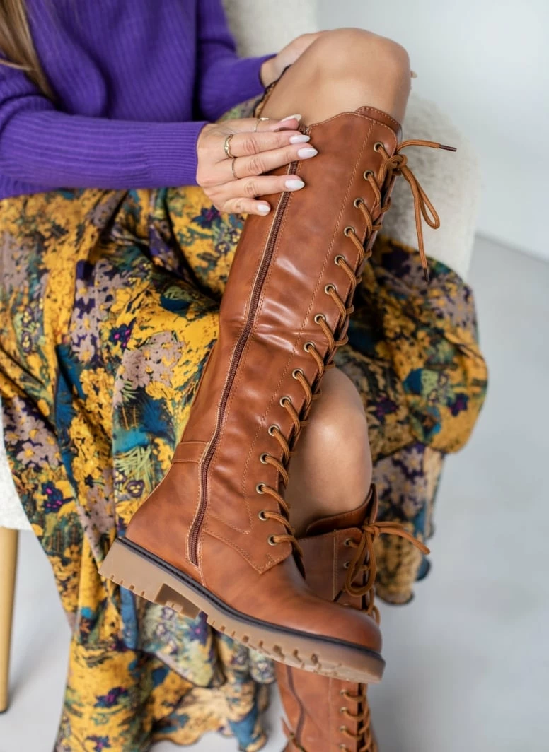 Νέος 🌟 The Fashion Project Μπότες με κορδόνια και ζωνάκι - Ταμπά ⭐ 6 Νέος 🌟 The Fashion Project Μπότες με κορδόνια και ζωνάκι - Ταμπά ⭐ - Image 4