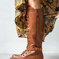 Νέος 🌟 The Fashion Project Μπότες με κορδόνια και ζωνάκι - Ταμπά ⭐