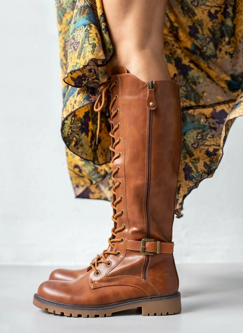 Νέος 🌟 The Fashion Project Μπότες με κορδόνια και ζωνάκι - Ταμπά ⭐ 3 Νέος 🌟 The Fashion Project Μπότες με κορδόνια και ζωνάκι - Ταμπά ⭐