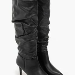 Φτηνός 👍 The Fashion Project Μπότες μυτερές με σούρες - Μαύρο ✨ -Sneakers Κατάστημα mpotes muteres me soures 96186 5z84