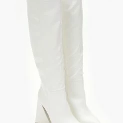 Ολοκαίνουργιο 🛒 The Fashion Project Μπότες μυτερές με τρίγωνο τακούνι - Λευκό 🧨 -Sneakers Κατάστημα mpotes muteres me trigwno takouni 105461 tywg