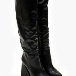 Best Pirce 🔥 The Fashion Project Μπότες μυτερές με τρίγωνο τακούνι - Μαύρο 😀 -Sneakers Κατάστημα mpotes muteres me trigwno takouni 105462 7ymp