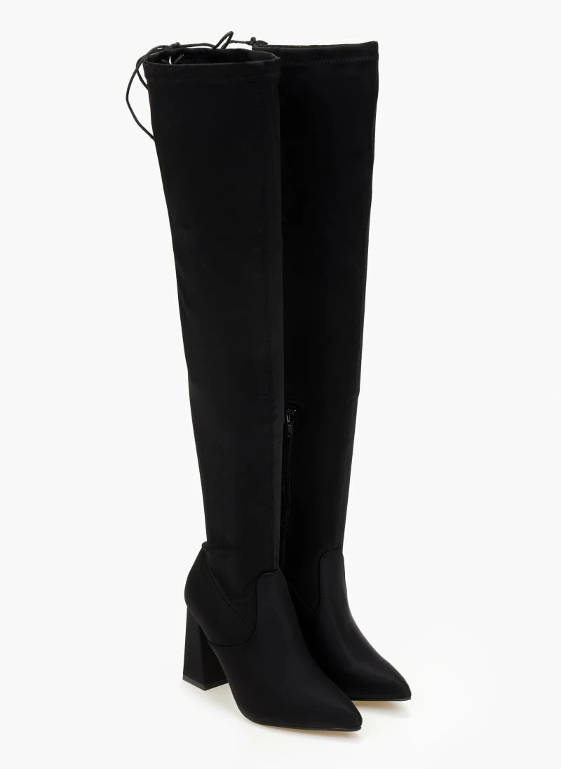 Εξοδος ⌛ The Fashion Project Μπότες πάνω από το γόνατο με ελαστική γάμπα - Μαύρο 💯 5 Εξοδος ⌛ The Fashion Project Μπότες πάνω από το γόνατο με ελαστική γάμπα - Μαύρο 💯 - Image 3