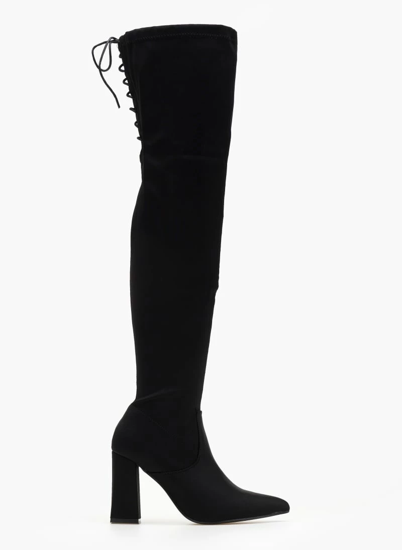 Εξοδος ⌛ The Fashion Project Μπότες πάνω από το γόνατο με ελαστική γάμπα - Μαύρο 💯 4 Εξοδος ⌛ The Fashion Project Μπότες πάνω από το γόνατο με ελαστική γάμπα - Μαύρο 💯 - Image 2