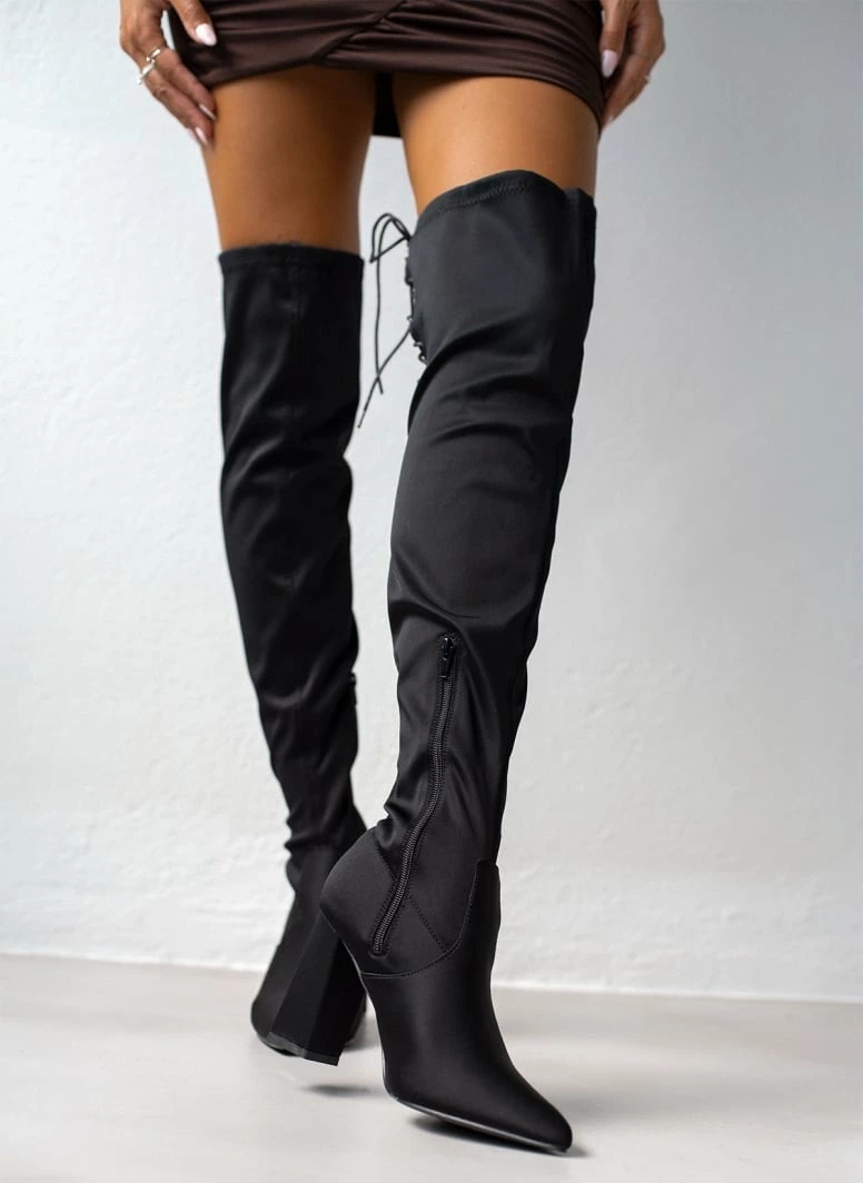 Εξοδος ⌛ The Fashion Project Μπότες πάνω από το γόνατο με ελαστική γάμπα - Μαύρο 💯 9 Εξοδος ⌛ The Fashion Project Μπότες πάνω από το γόνατο με ελαστική γάμπα - Μαύρο 💯 - Image 7