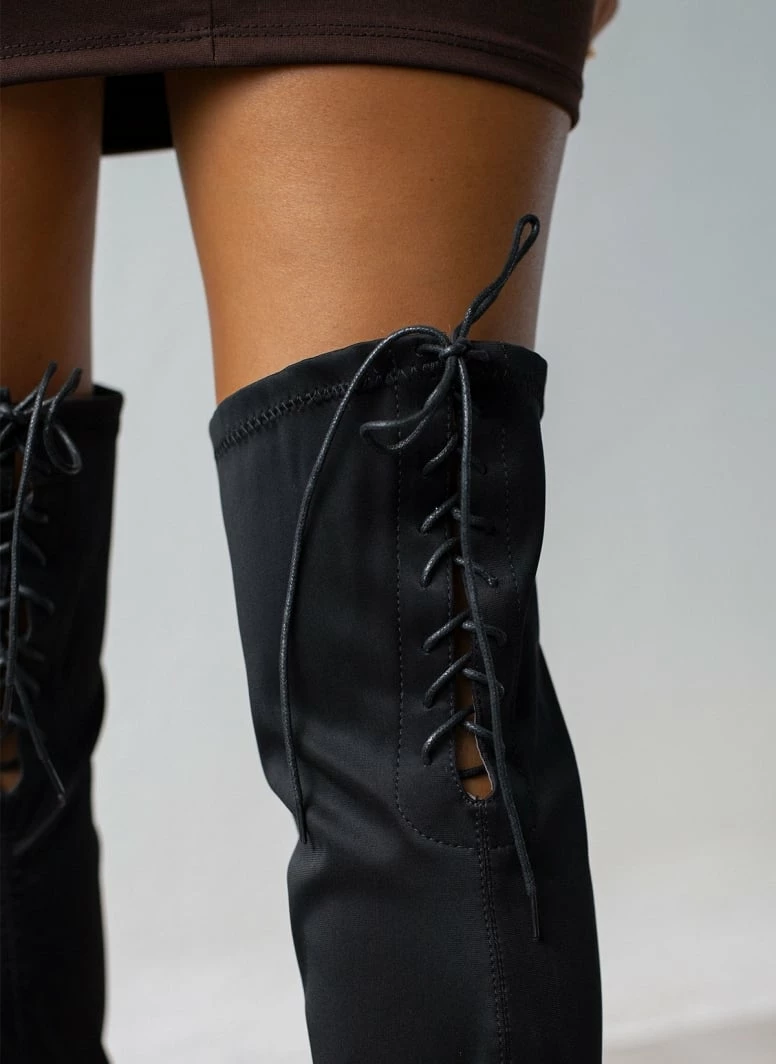 Εξοδος ⌛ The Fashion Project Μπότες πάνω από το γόνατο με ελαστική γάμπα - Μαύρο 💯 6 Εξοδος ⌛ The Fashion Project Μπότες πάνω από το γόνατο με ελαστική γάμπα - Μαύρο 💯 - Image 4