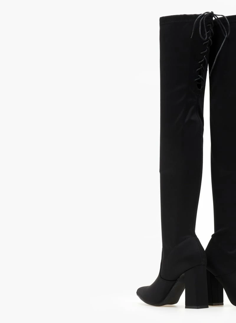 Εξοδος ⌛ The Fashion Project Μπότες πάνω από το γόνατο με ελαστική γάμπα - Μαύρο 💯 8 Εξοδος ⌛ The Fashion Project Μπότες πάνω από το γόνατο με ελαστική γάμπα - Μαύρο 💯 - Image 6