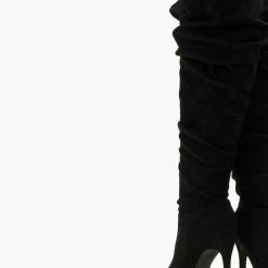 ΧΟΝΔΡΙΚΟ ΕΜΠΟΡΙΟ 😀 The Fashion Project Μπότες πάνω από το γόνατο με σούρες - Μαύρο 🛒 -Sneakers Κατάστημα mpotes over the knee me soures 107272 rxts