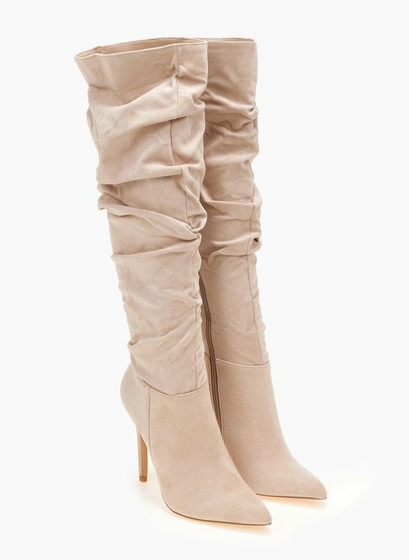 Κουπόνι 👏 The Fashion Project Μπότες πάνω από το γόνατο με σούρες - Μπεζ ⭐ 5 Κουπόνι 👏 The Fashion Project Μπότες πάνω από το γόνατο με σούρες - Μπεζ ⭐ - Image 3