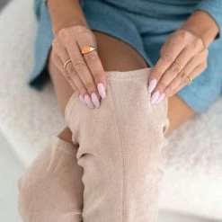 Τοπ 10 🎉 The Fashion Project Μπότες πάνω από το γόνατο με διάφανο τακούνι - Μπεζ ✔️ -Sneakers Κατάστημα mpotes panw apo to gonato me diafano takouni 107200 alga