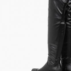 Εξοδος 🔔 The Fashion Project Μπότες πάνω από το γόνατο με ελαστική γάμπα - Μαύρο 💯 -Sneakers Κατάστημα mpotes panw apo to gonato me elastiki gampa 98889 04wt