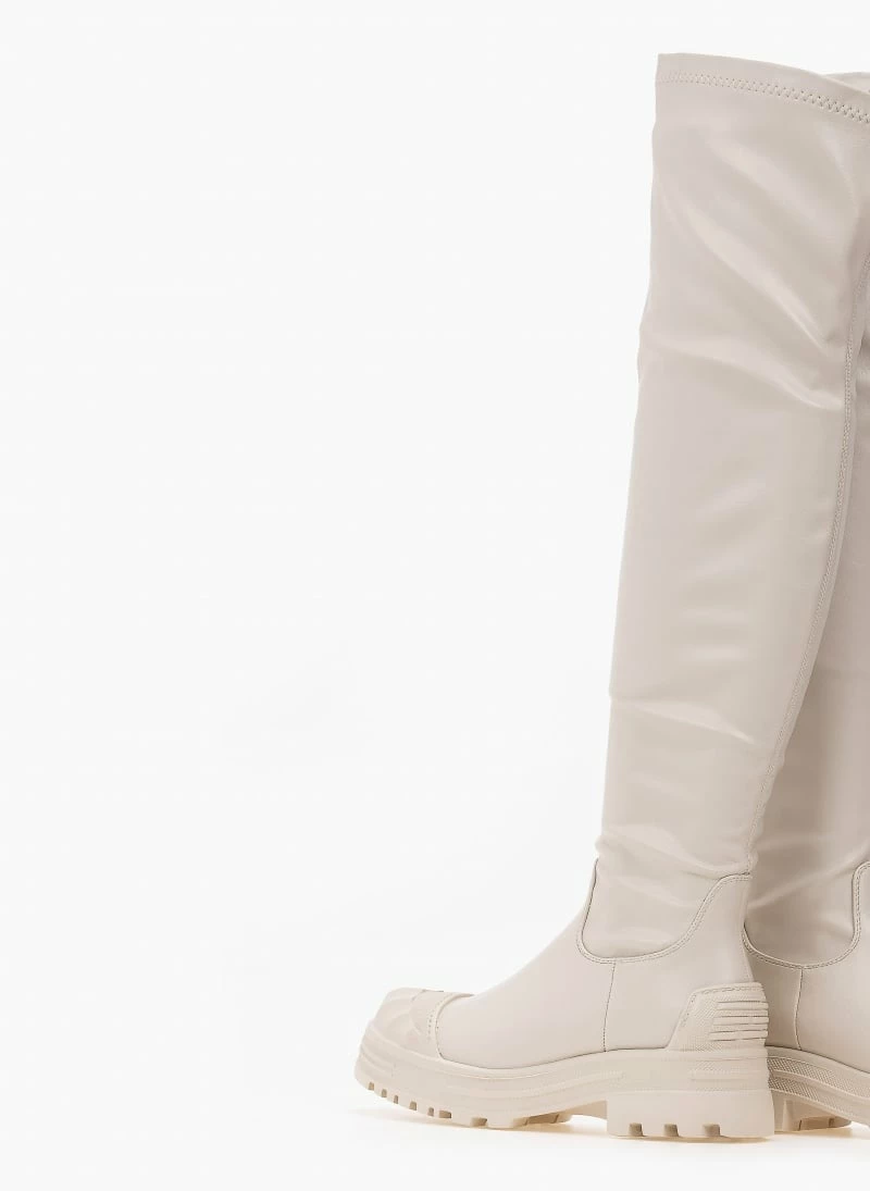 Νέος 😍 The Fashion Project Μπότες πάνω από το γόνατο με ελαστική γάμπα - Μπεζ 😉 5 Νέος 😍 The Fashion Project Μπότες πάνω από το γόνατο με ελαστική γάμπα - Μπεζ 😉 - Image 3