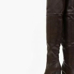 Συμφωνίες 🛒 The Fashion Project Μπότες πάνω από το γόνατο με ξύλινο τακούνι - Καφέ ⭐ -Sneakers Κατάστημα mpotes panw apo to gonato me ksulino takouni 108890 i98t