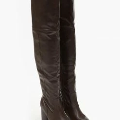 Συμφωνίες 🛒 The Fashion Project Μπότες πάνω από το γόνατο με ξύλινο τακούνι - Καφέ ⭐ -Sneakers Κατάστημα mpotes panw apo to gonato me ksulino takouni 108890 l9kt