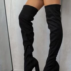 Κουπόνι ❤️ The Fashion Project Μπότες πάνω από το γόνατο μυτερές - Μαύρο ❤️ -Sneakers Κατάστημα mpotes panw apo to gonato muteres 108789 siwi