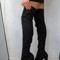 Κουπόνι ❤️ The Fashion Project Μπότες πάνω από το γόνατο μυτερές - Μαύρο ❤️ -Sneakers Κατάστημα mpotes panw apo to gonato muteres 108789 u12k