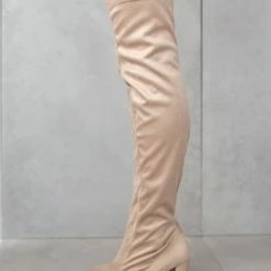 Flash Sale 🧨 The Fashion Project Μπότες πάνω από το γόνατο μυτερές - Μπεζ ⭐ -Sneakers Κατάστημα mpotes panw apo to gonato muteres 108790 3xif