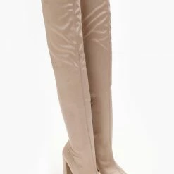 Flash Sale 🧨 The Fashion Project Μπότες πάνω από το γόνατο μυτερές - Μπεζ ⭐ -Sneakers Κατάστημα mpotes panw apo to gonato muteres 108790 sd4x