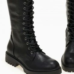 Εξοδος 😍 The Fashion Project Μπότες με κορδόνια - Μαύρο 😀 -Sneakers Κατάστημα mpotes psiles me kordonia 107249 3mk4