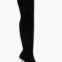 Προϋπολογισμός 💯 The Fashion Project Μπότες πάνω από το γόνατο με διάφανο τακούνι - Μαύρο ✨ 14 Προϋπολογισμός 💯 The Fashion Project Μπότες πάνω από το γόνατο με διάφανο τακούνι - Μαύρο ✨ -Sneakers Κατάστημα mpotes suede me diafano takouni 107199 5jal