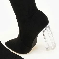 Προϋπολογισμός 💯 The Fashion Project Μπότες πάνω από το γόνατο με διάφανο τακούνι - Μαύρο ✨ 11 Προϋπολογισμός 💯 The Fashion Project Μπότες πάνω από το γόνατο με διάφανο τακούνι - Μαύρο ✨ -Sneakers Κατάστημα mpotes suede me diafano takouni 107199 yi4w