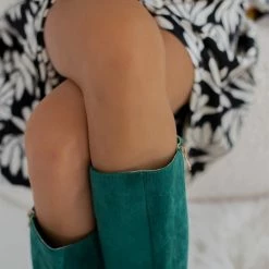 Προώθηση 🥰 The Fashion Project Μπότες Suede με φαρδύ τακούνι - Κυπαρισσί 👍 -Sneakers Κατάστημα mpotes suede me fardu takouni 106096 44db