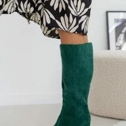 Προώθηση 🥰 The Fashion Project Μπότες Suede με φαρδύ τακούνι - Κυπαρισσί 👍 -Sneakers Κατάστημα mpotes suede me fardu takouni 106096 5f97