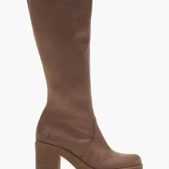 Flash Sale ⌛ The Fashion Project Μπότες Suede με κρεπ σόλα και τακούνι - Τάουπε 😀