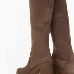 Flash Sale ⌛ The Fashion Project Μπότες Suede με κρεπ σόλα και τακούνι - Τάουπε 😀 -Sneakers Κατάστημα mpotes suede me krep sola kai takouni 109042 whpb