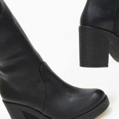 Κουπόνι 🔔 The Fashion Project Μπότες Suede με κρεπ σόλα και τακούνι - Μαύρο 👍 -Sneakers Κατάστημα mpotes suede me krep sola kai takouni 109092 oghc