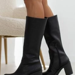 Κουπόνι 🔔 The Fashion Project Μπότες Suede με κρεπ σόλα και τακούνι - Μαύρο 👍
