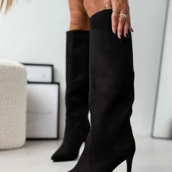 Best Pirce 🧨 The Fashion Project Μπότες Suede με λεπτό τακούνι - Μαύρο 🎉