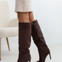 Πολύ καλή προσφορά 🔥 The Fashion Project Μπότες Suede με λεπτό τακούνι - Καφέ 😉