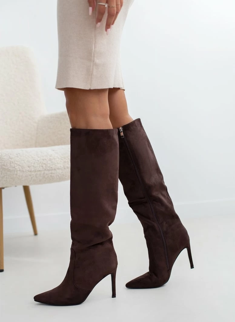 Πολύ καλή προσφορά 🔥 The Fashion Project Μπότες Suede με λεπτό τακούνι - Καφέ 😉 3 Πολύ καλή προσφορά 🔥 The Fashion Project Μπότες Suede με λεπτό τακούνι - Καφέ 😉